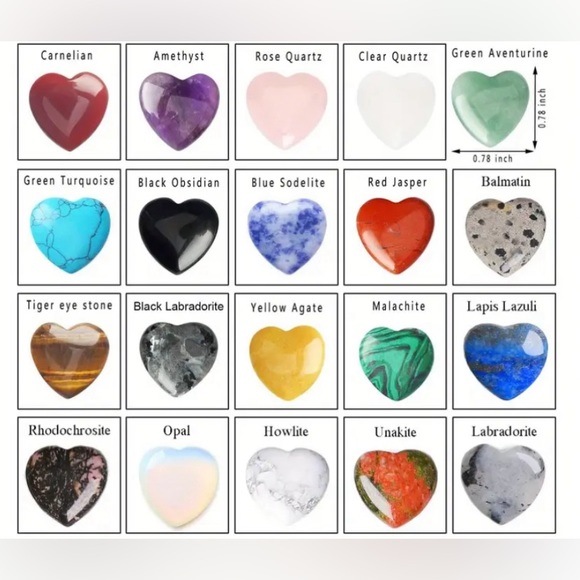 🌟 BEAUTIFUL NEW 5 Piece Set Mix-Color Crystal Heart Stones🌟 - Picture 3 of 5